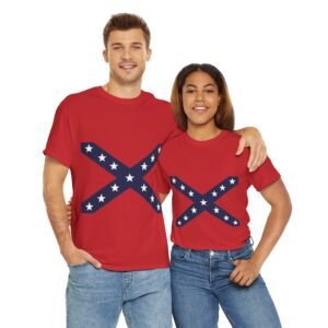 Stars and Bars - Confederate - Rebel Flag - Red T-Shirt - Unisex Heavy Cotton Tee