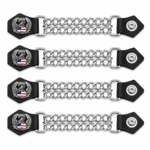 Set of Four Eagle With USA Flag Vest Extenders with Chrome Chain – AC1044-DL