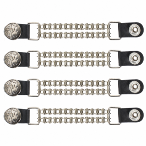 Set of Four Indian Head Nickel Vest Extenders with Chrome Motorcycle Chain – AC1054-BC-DL