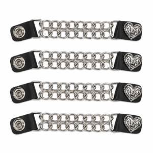 Set of Four Fancy Heart Vest Extenders with Chrome Chain – AC1078-DL