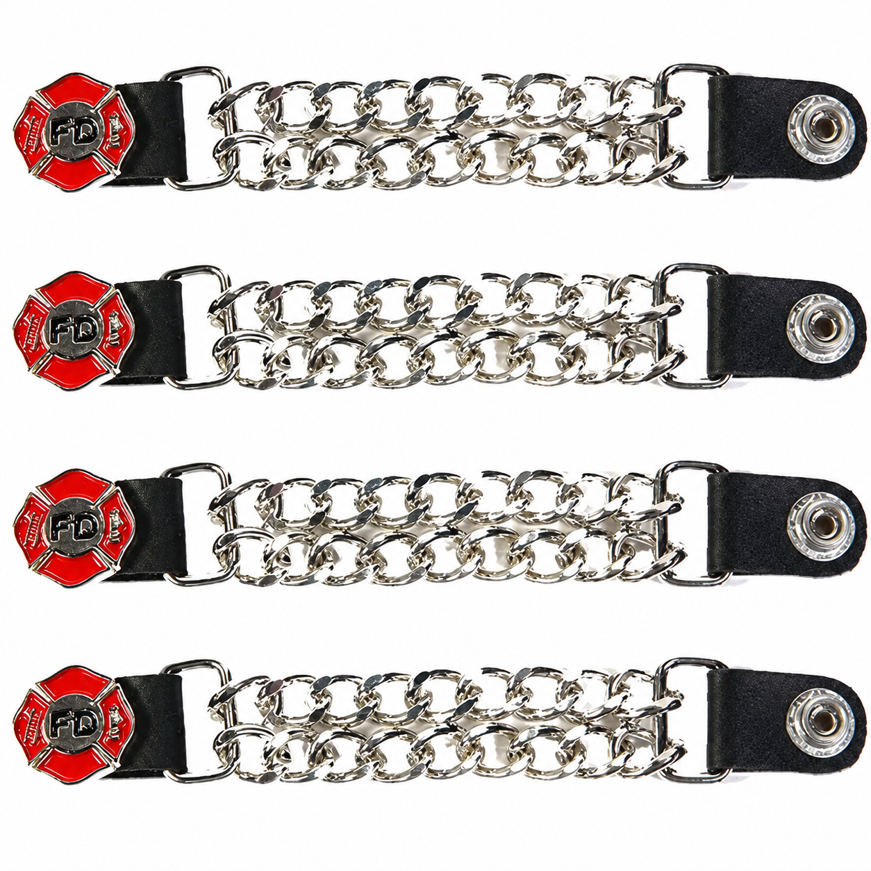 Set of Four Fire Department Vest Extenders with Chrome Chain - AC1097-FD-DL 1 Set of Four Fire Department Vest Extenders with Chrome Chain – AC1097-FD-DL