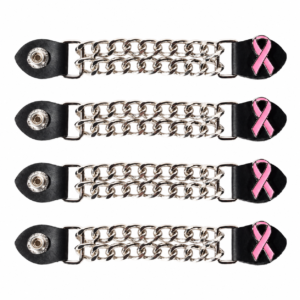 Set of Four Pink Ribbon Cancer Awareness Vest Extenders with Chrome Chain – AC1101-DL