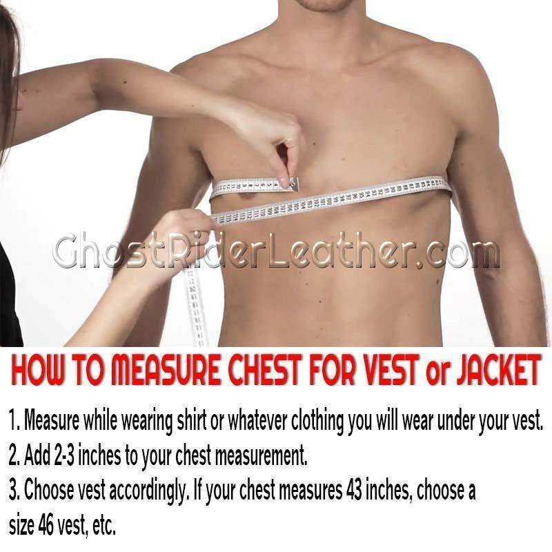 Leather Motorcycle Vest - Men's - Zipper Front - Ten Pockets - Side Laces - MV310-ZIP-SS-DL - Image 5