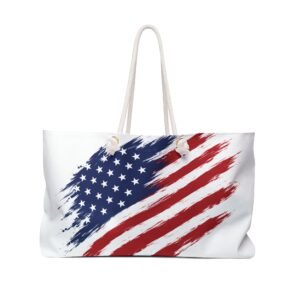 American Flag - USA - Weekender Bag - White Bag - Patriotic Tote