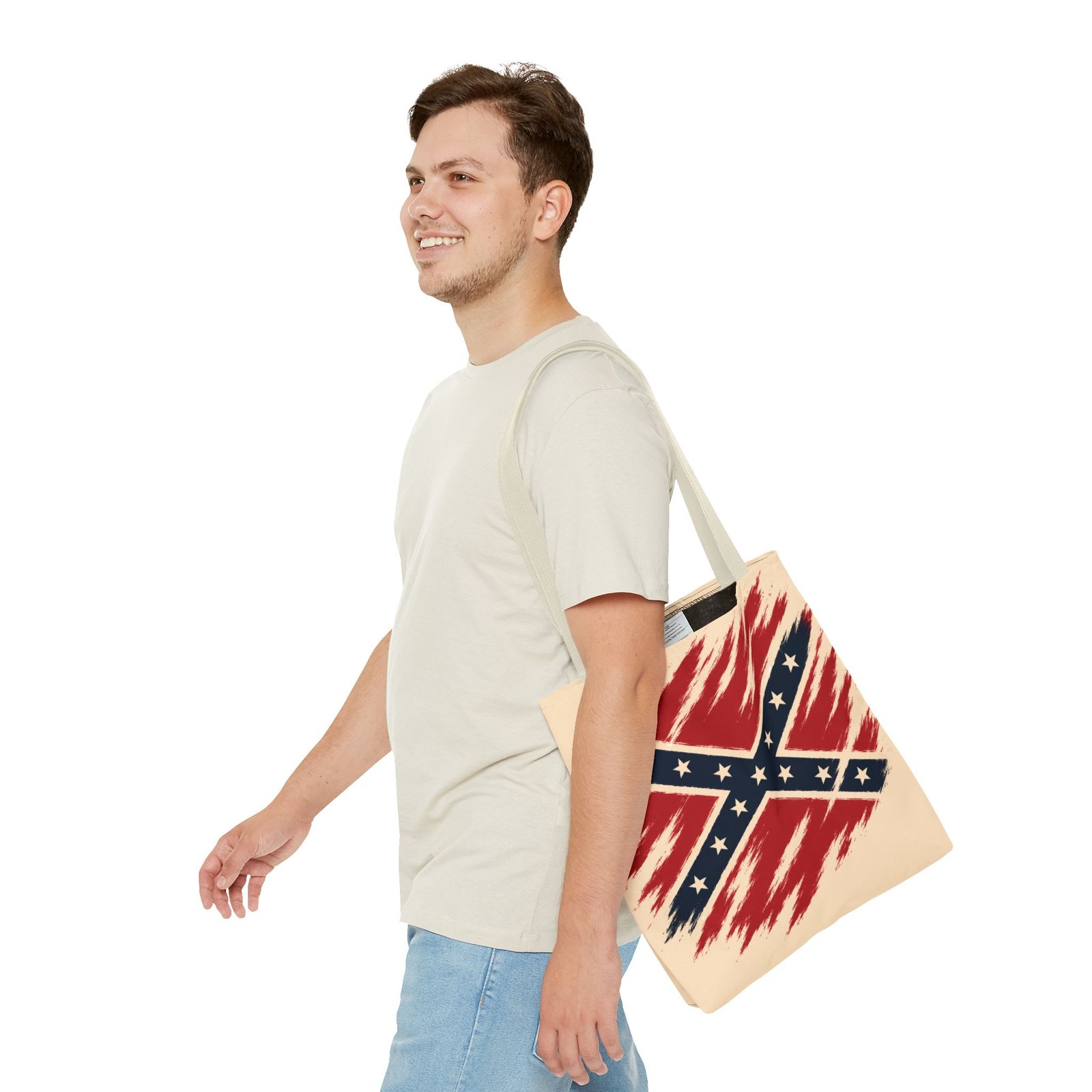 Tote Bag - Stylized Rebel Flag - Confederate - Cream Bag - Choice of Handle Colors 8 Tote Bag - Stylized Rebel Flag - Confederate - Cream Bag - Choice of Handle Colors - Image 8