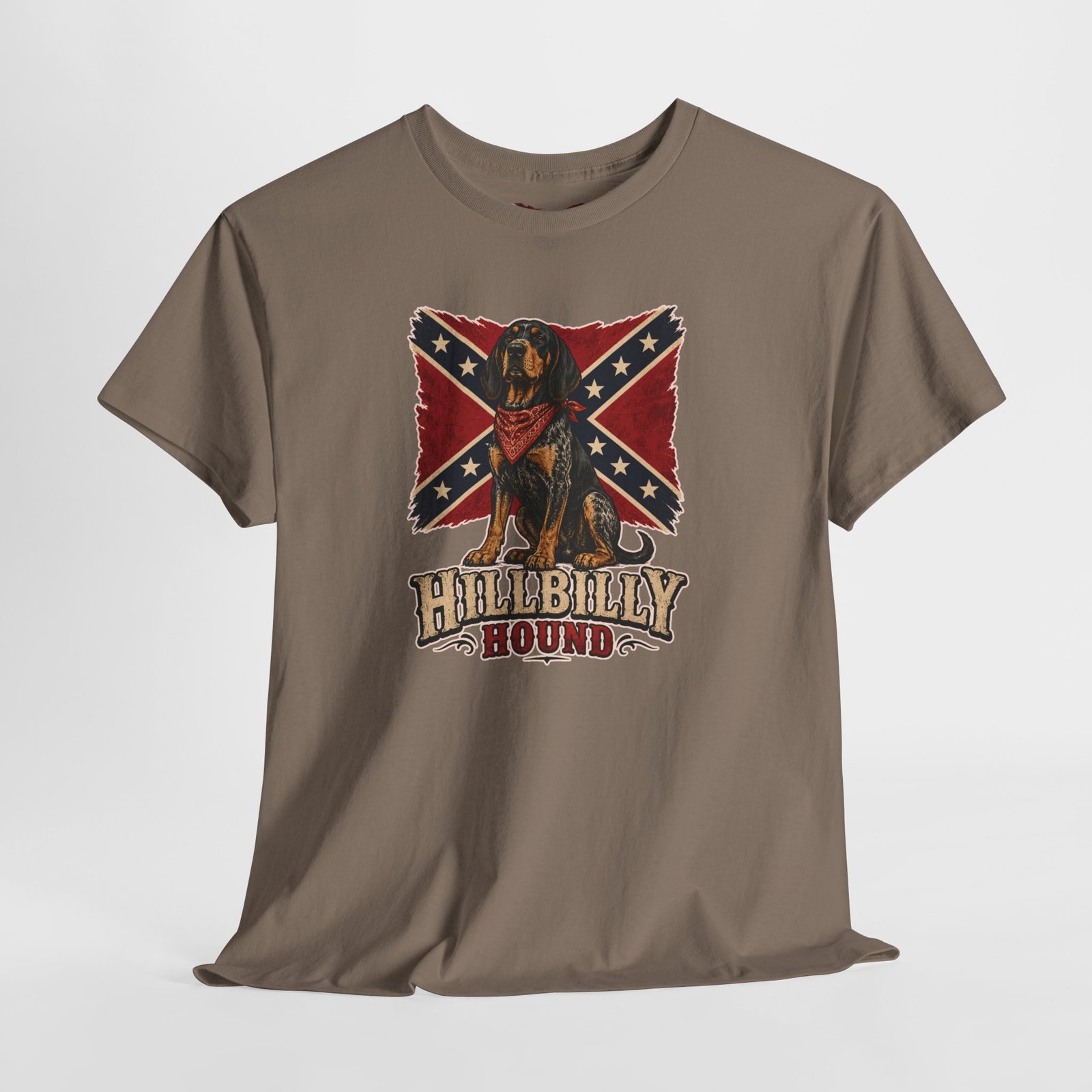 Confederate Flag - Dog - 'Hillbilly Hound' - Version 2 - Rebel T-Shirt - Unisex Heavy Cotton Tee