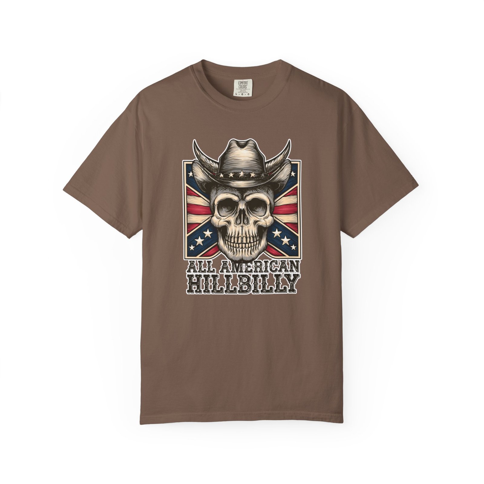 Garment-Dyed T-shirt - Comfort Colors 1717 - Cowboy Skull - 'All American Hillbilly' - Image 13