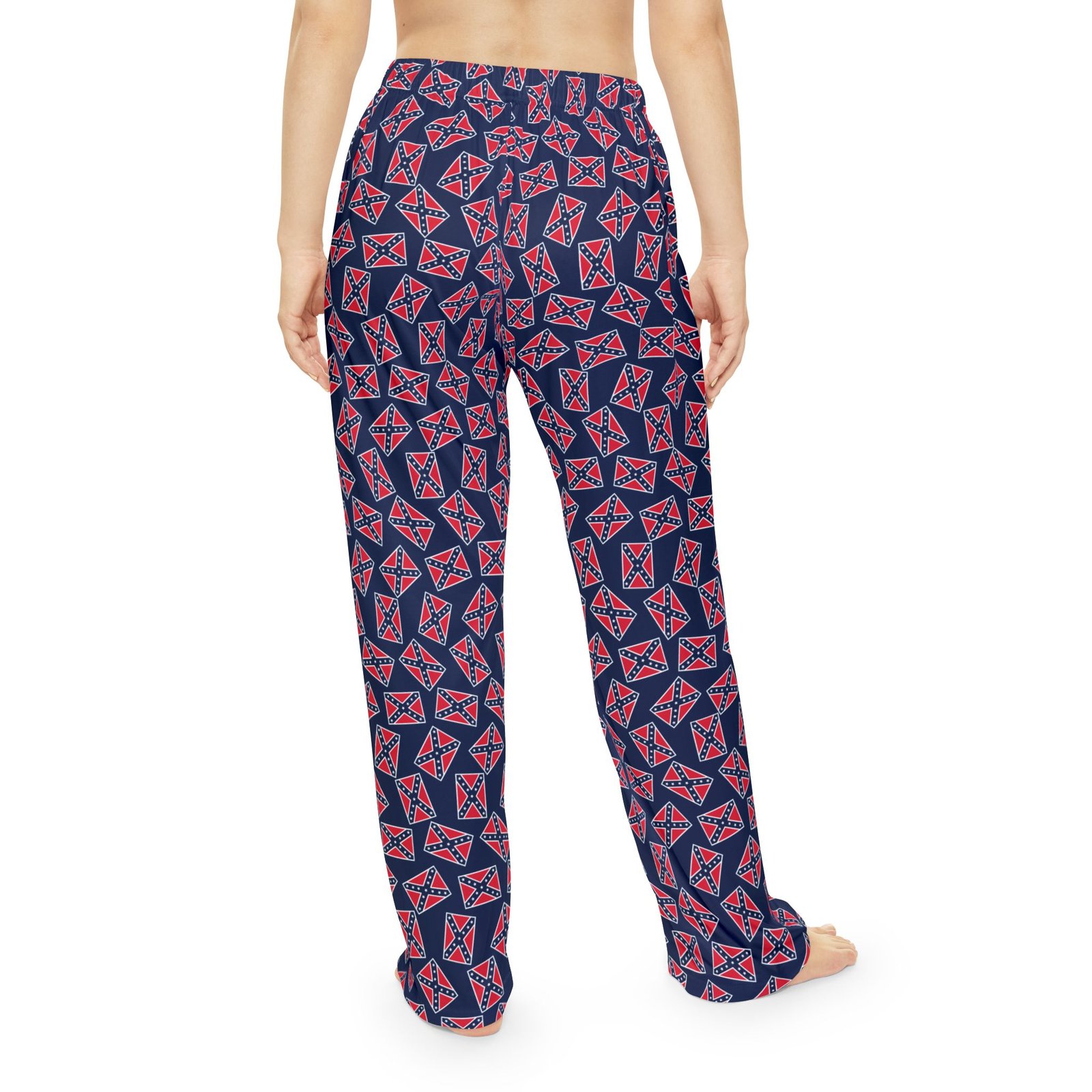 Women's Pajama Pants - Rebel Flag Pattern - Blue Background - Print Lounge Pants