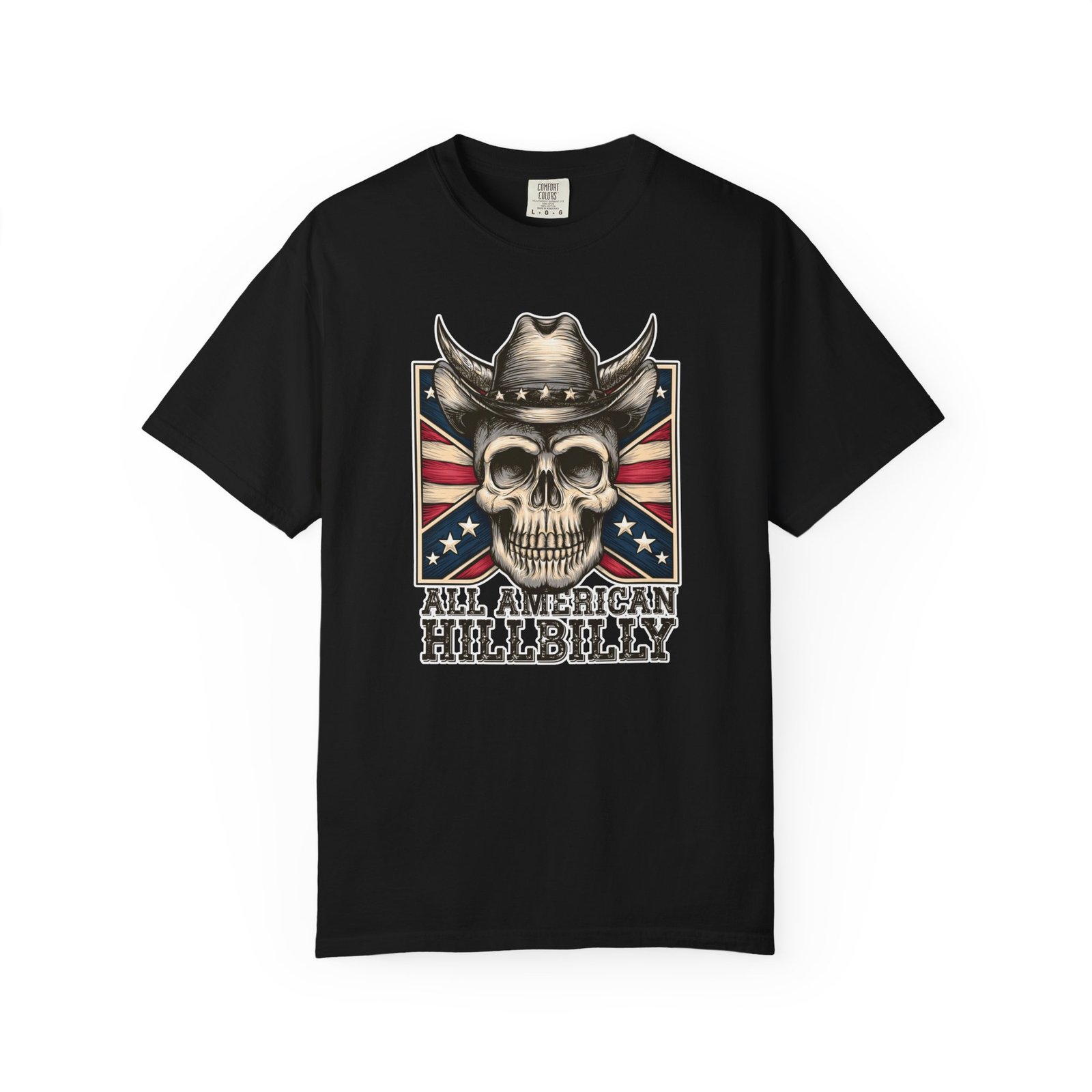 Garment-Dyed T-shirt - Comfort Colors 1717 - Cowboy Skull - 'All American Hillbilly' - Image 18