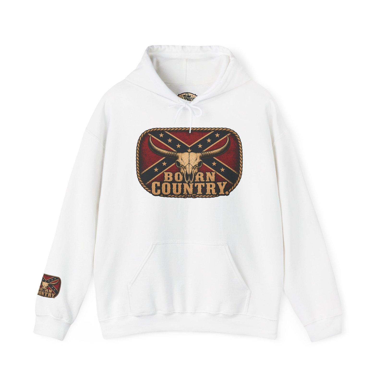 Hoodie - Confederate Pullover - 'Born Country' - Hooded Sweatshirt - Rebel - Choice of Colors - Image 16