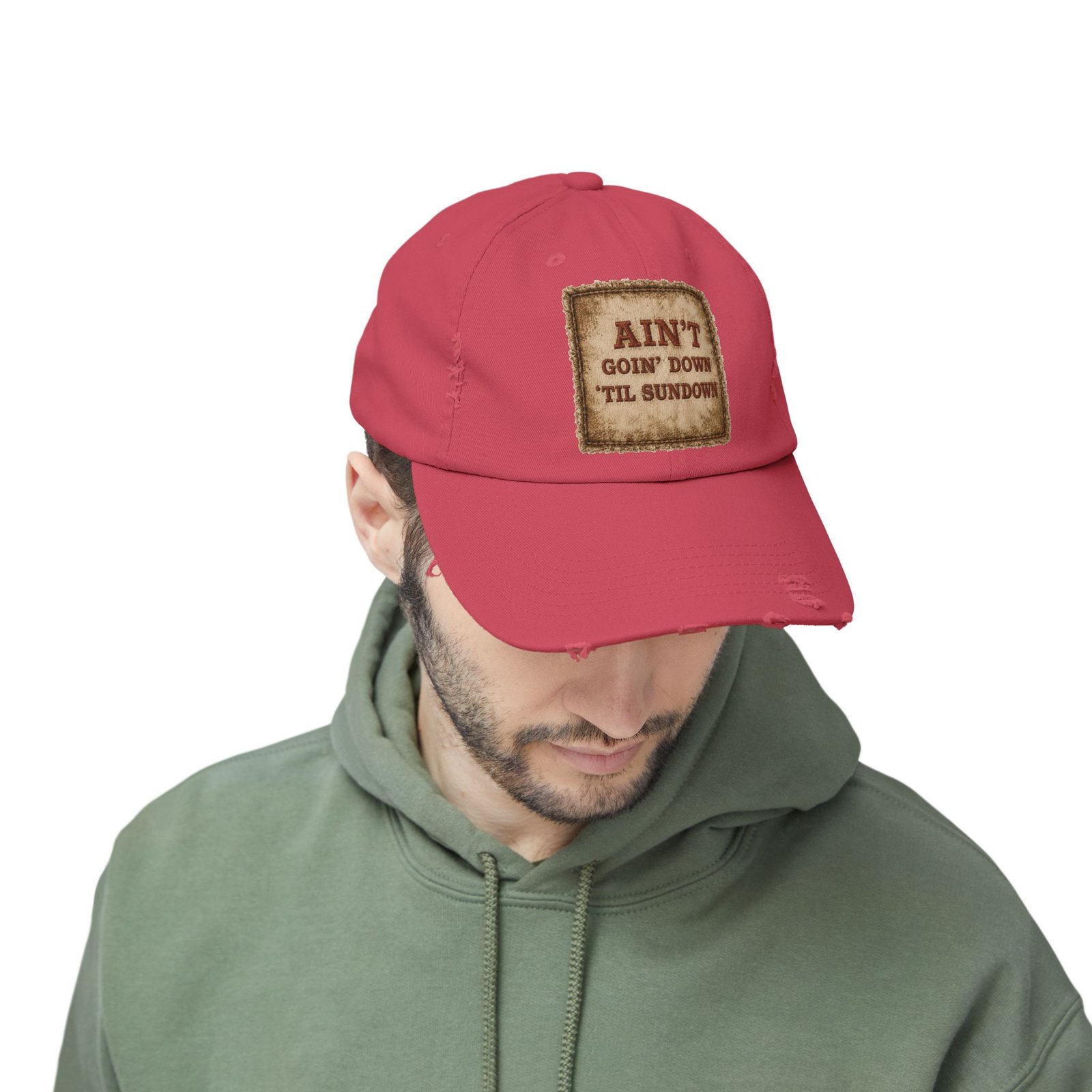 Distressed Baseball Cap - "Ain't Goin' Down 'Til Sundown" Patch Look 15 Distressed Baseball Cap - "Ain't Goin' Down 'Til Sundown" Patch Look - Image 15
