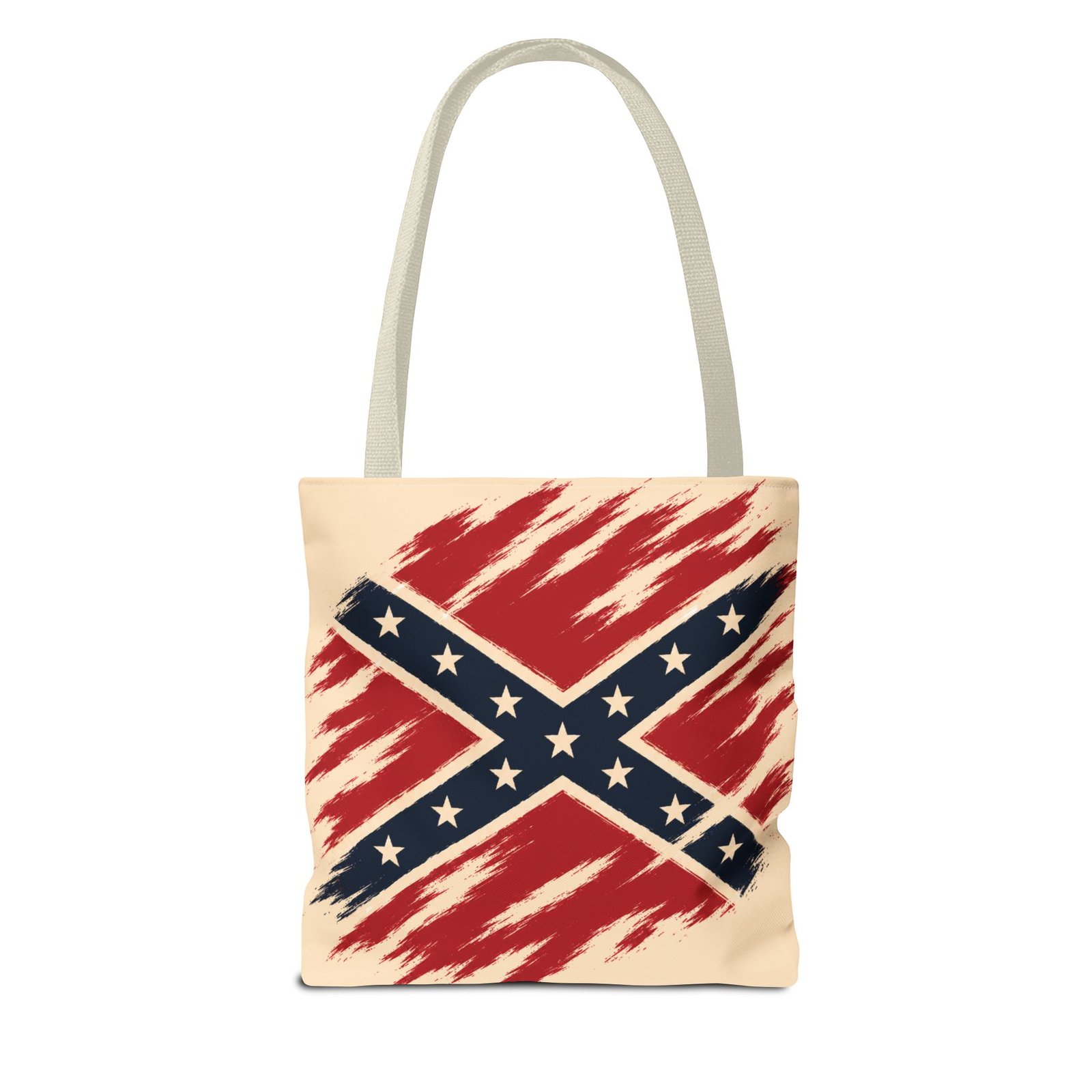 Tote Bag - Stylized Rebel Flag - Confederate - Cream Bag - Choice of Handle Colors 2 Tote Bag - Stylized Rebel Flag - Confederate - Cream Bag - Choice of Handle Colors - Image 2