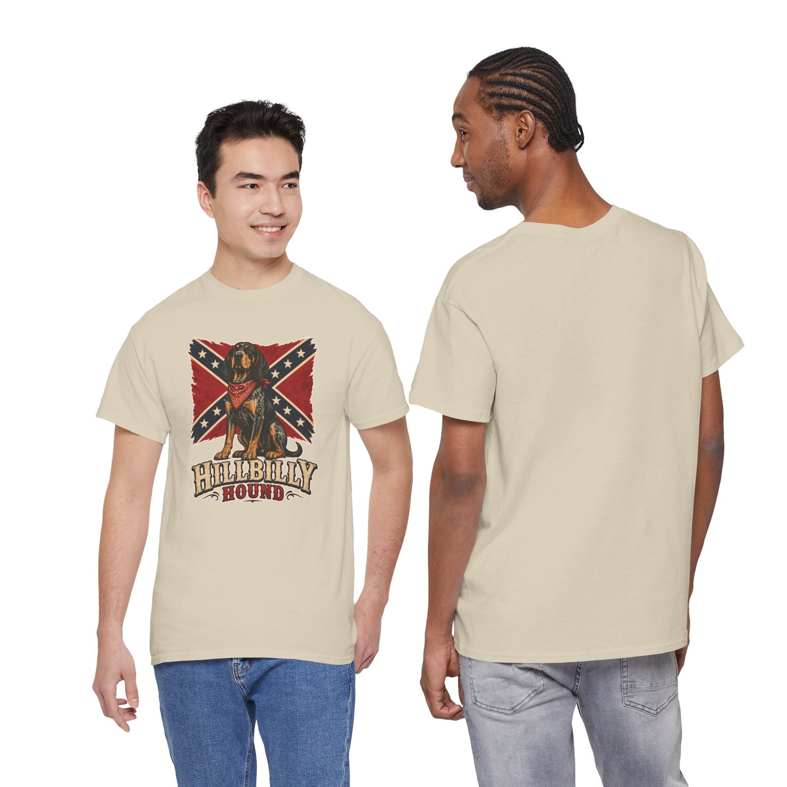Confederate Flag - Dog - 'Hillbilly Hound' - Version 2 - Rebel T-Shirt - Unisex Heavy Cotton Tee - Image 5
