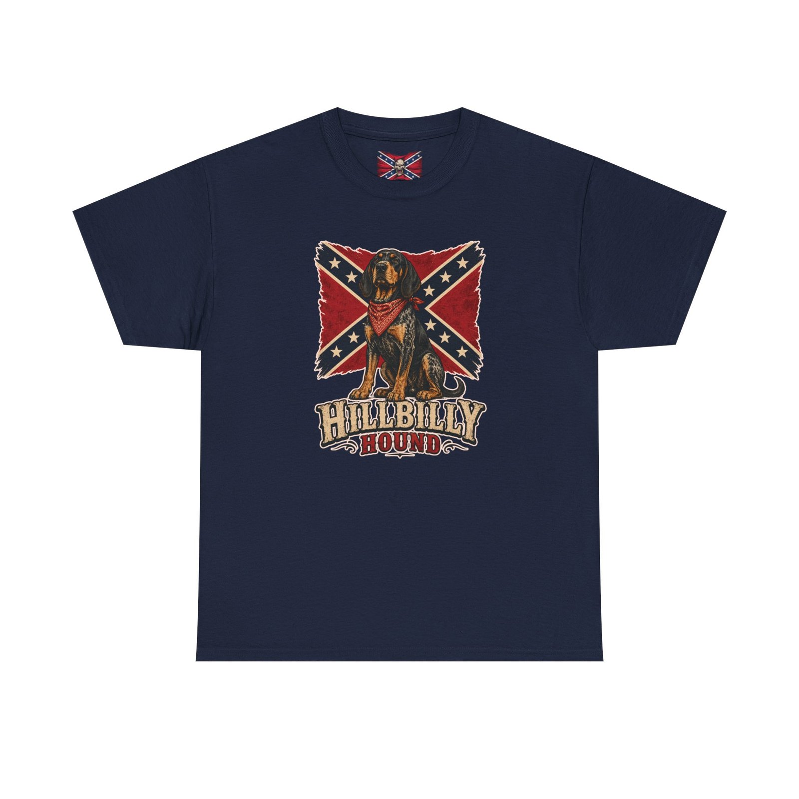 Confederate Flag - Dog - 'Hillbilly Hound' - Version 2 - Rebel T-Shirt - Unisex Heavy Cotton Tee - Image 12