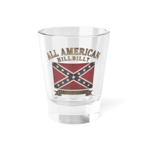 1.5oz Shot Glass - Confederate Flag Metal Look Design - Rebel Glassware