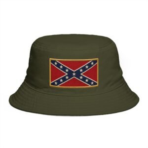 Confederate Flag Bucket Hat - Retro Rebel Patch Summer Sun Hat - Choice of Colors