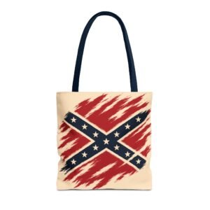 Tote Bag - Stylized Rebel Flag - Confederate - Cream Bag - Choice of Handle Colors