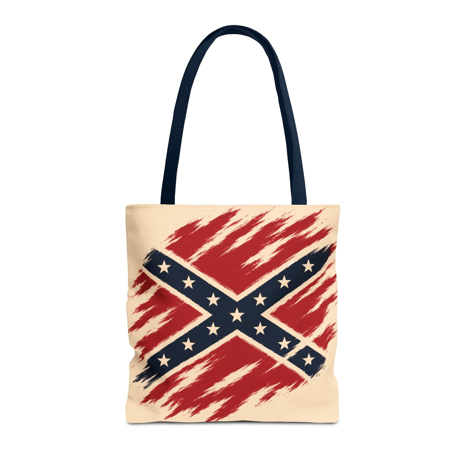 Tote Bag - Stylized Rebel Flag - Confederate - Cream Bag - Choice of Handle Colors 1 Tote Bag - Stylized Rebel Flag - Confederate - Cream Bag - Choice of Handle Colors