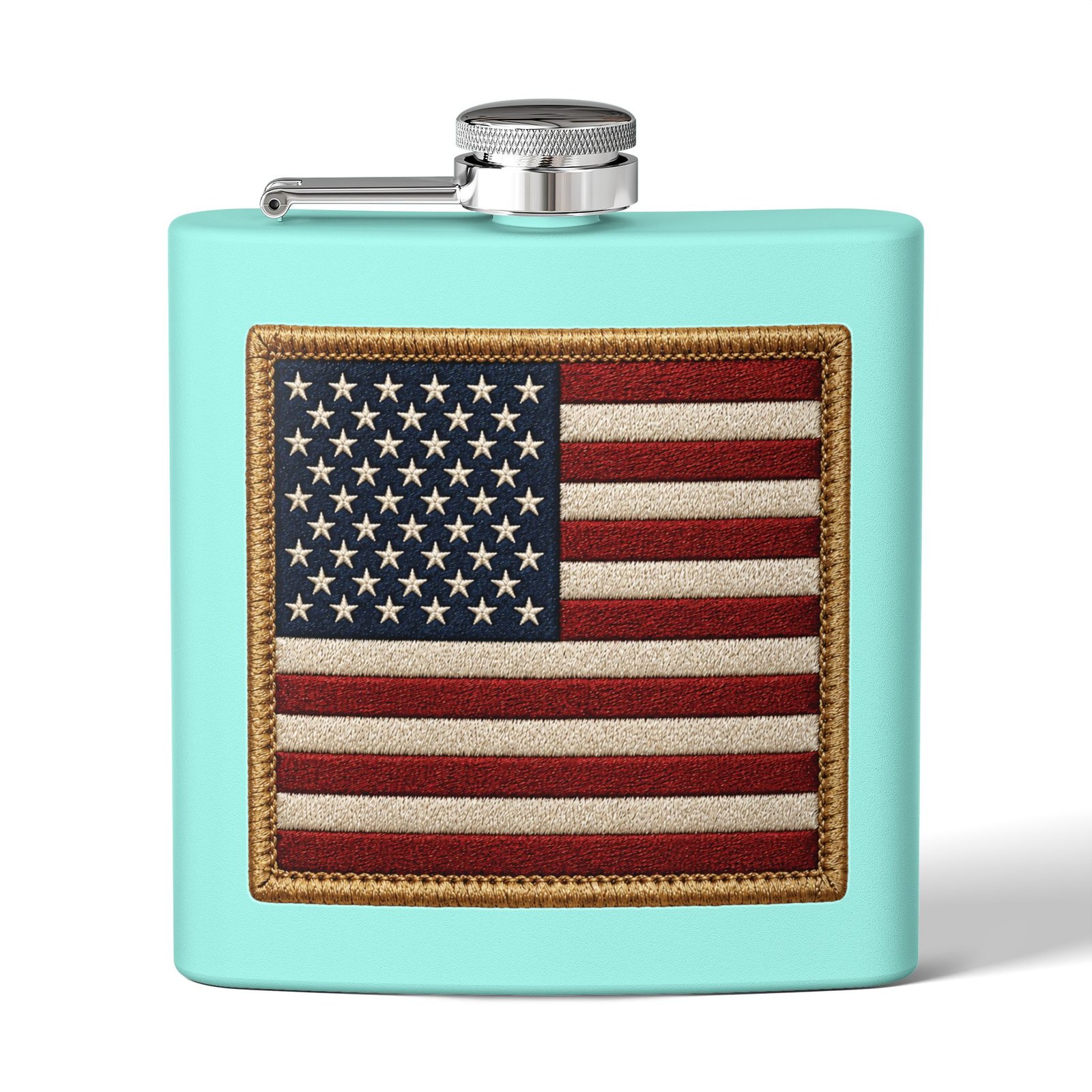 6oz Stainless Steel Flask - American Flag Patch - Embroidered Look USA Flag - Choice of Colors 5 6oz Stainless Steel Flask - American Flag Patch - Embroidered Look USA Flag - Choice of Colors - Image 5