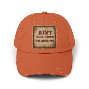Distressed Baseball Cap - "Ain't Goin' Down 'Til Sundown" Patch Look