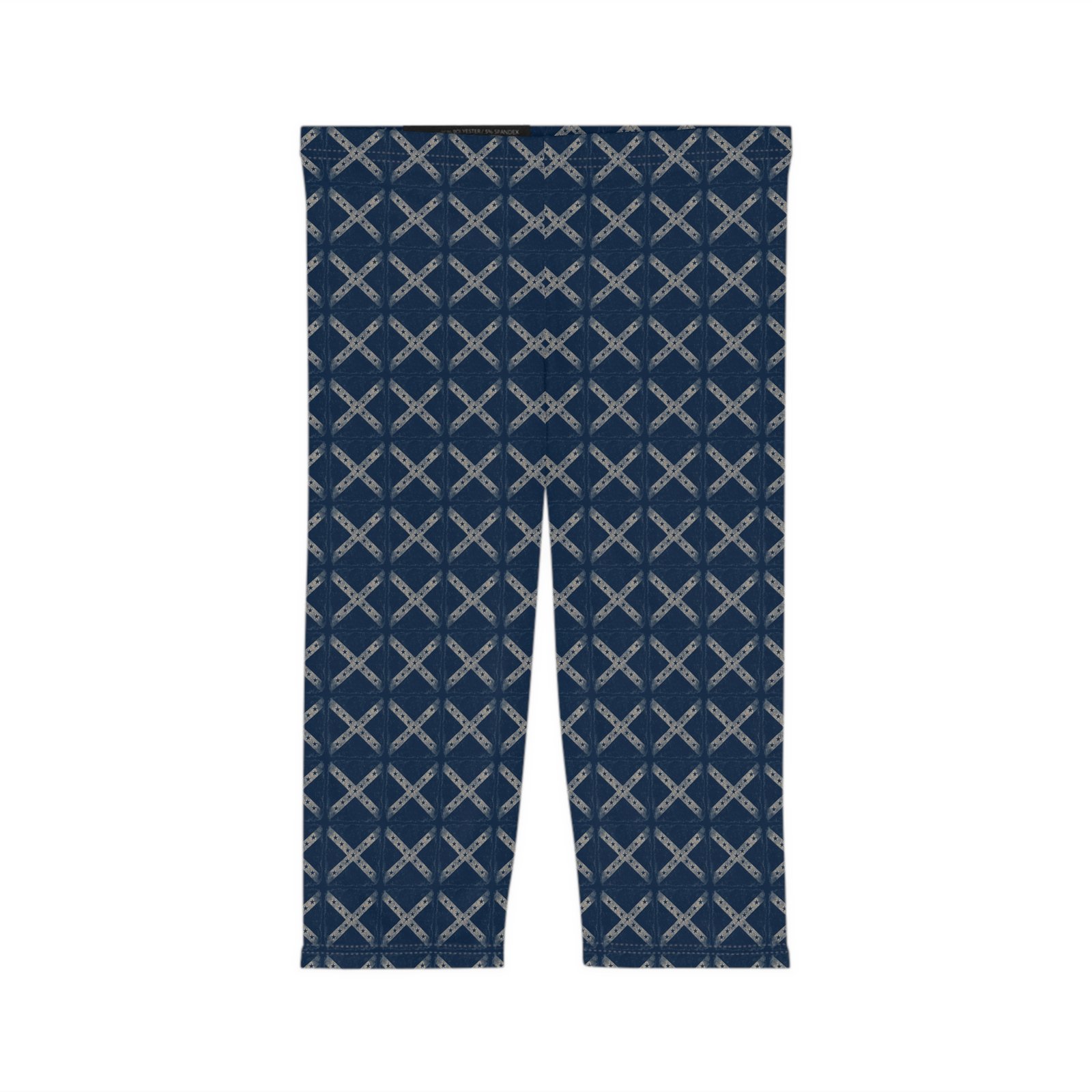 Navy Blue Rebel Flag Pattern - Capri Leggings - Women’s Activewear - Yoga Pants 6 Navy Blue Rebel Flag Pattern - Capri Leggings - Women’s Activewear - Yoga Pants - Image 6