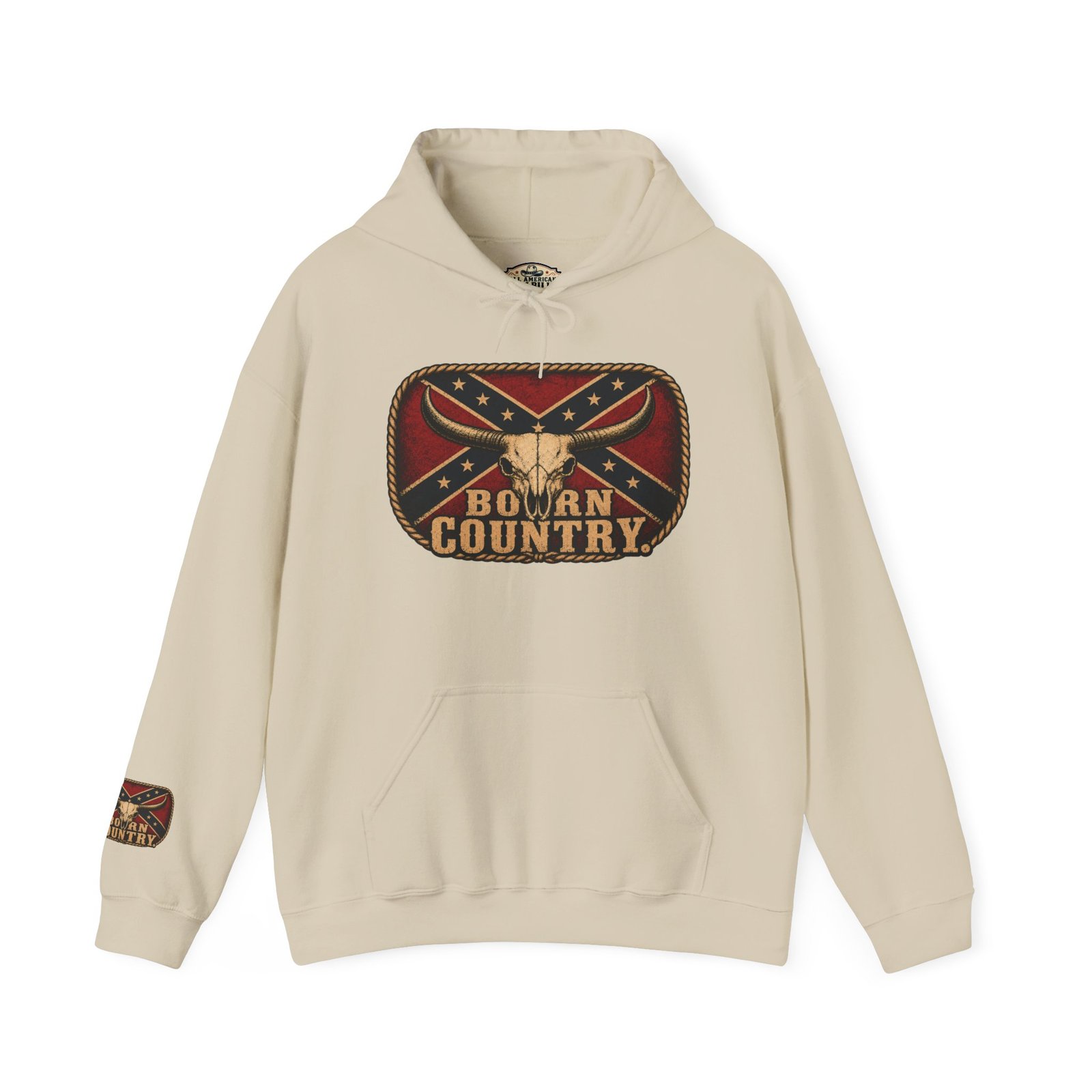 Hoodie - Confederate Pullover - 'Born Country' - Hooded Sweatshirt - Rebel - Choice of Colors - Image 6