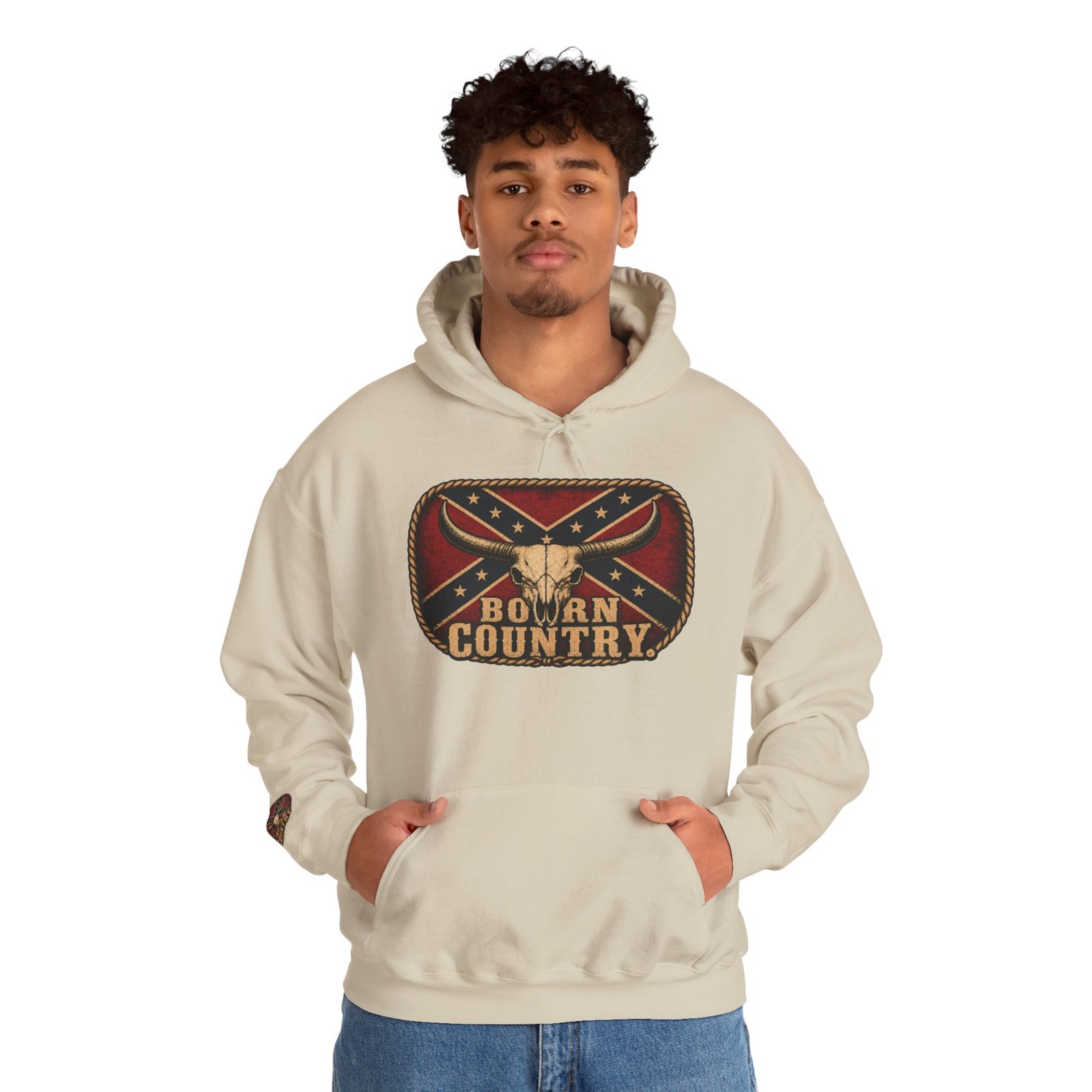 Hoodie - Confederate Pullover - 'Born Country' - Hooded Sweatshirt - Rebel - Choice of Colors