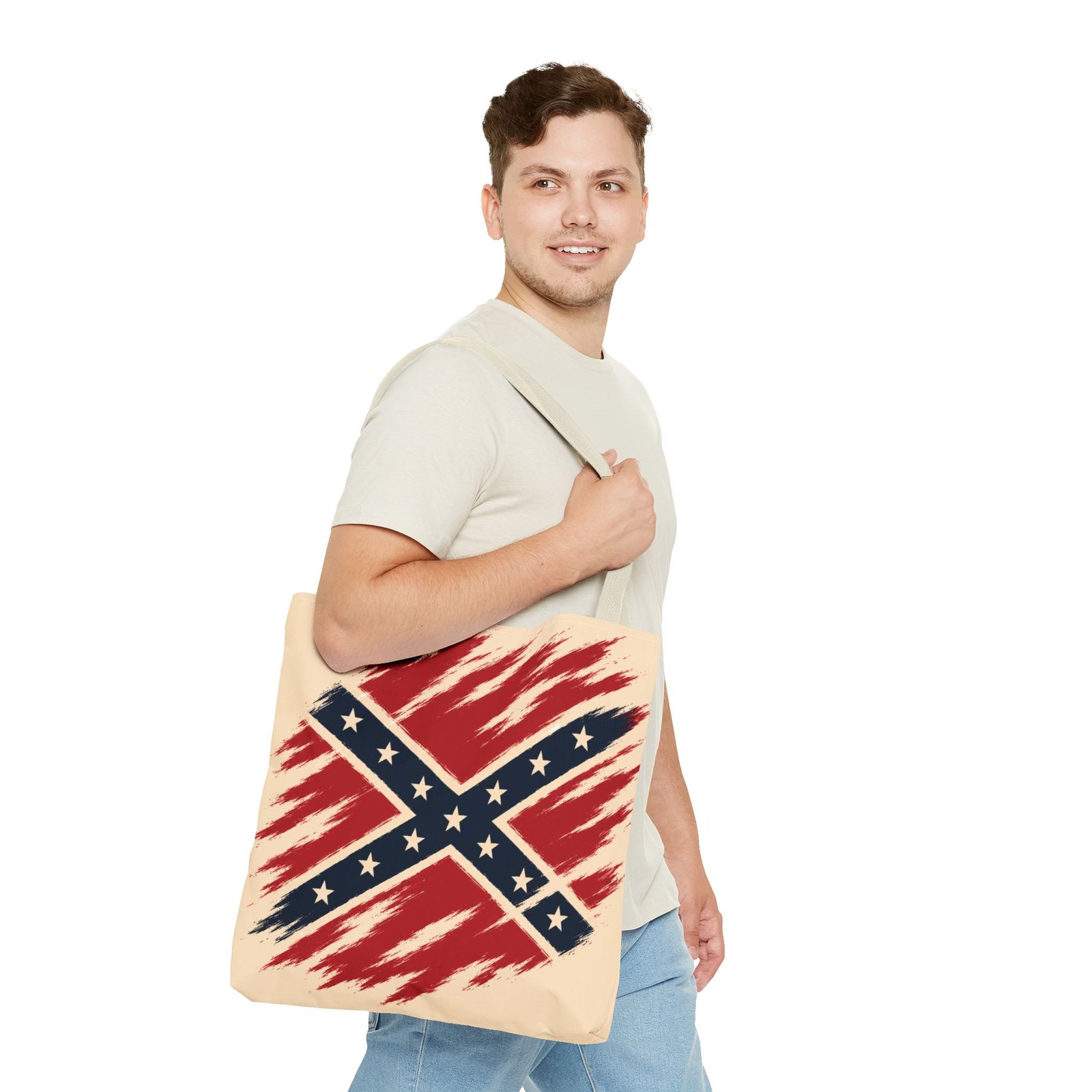 Tote Bag - Stylized Rebel Flag - Confederate - Cream Bag - Choice of Handle Colors 21 Tote Bag - Stylized Rebel Flag - Confederate - Cream Bag - Choice of Handle Colors - Image 21