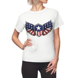 Patriotic Wings and Shield - Women's Tee - American Flag Chest Design