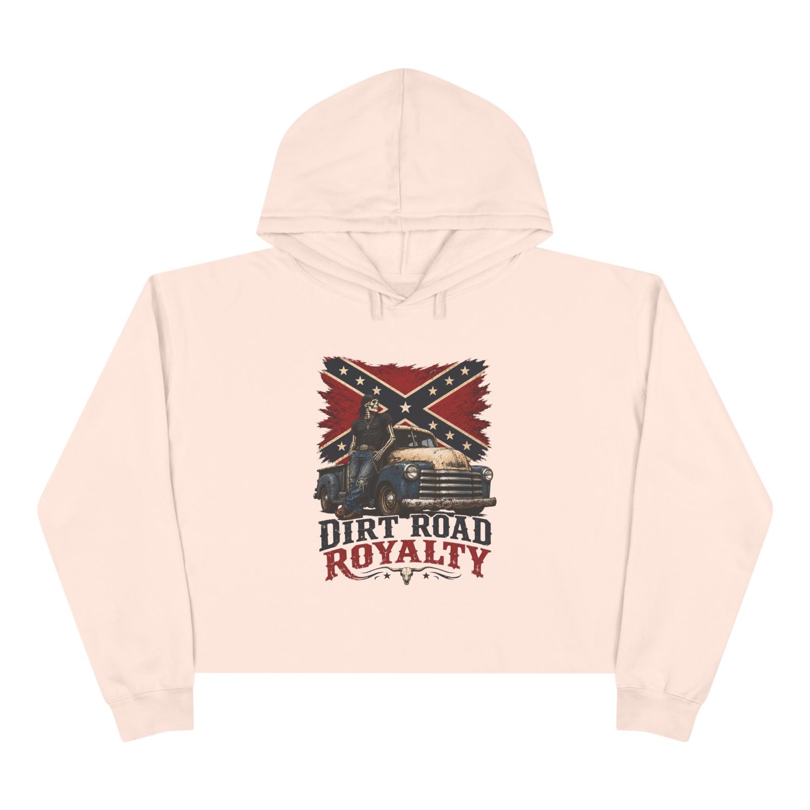 Crop Hoodie - Rebel Flag Biker Hooded Sweatshirt - Truck - 'Dirt Road Royalty' - Image 12