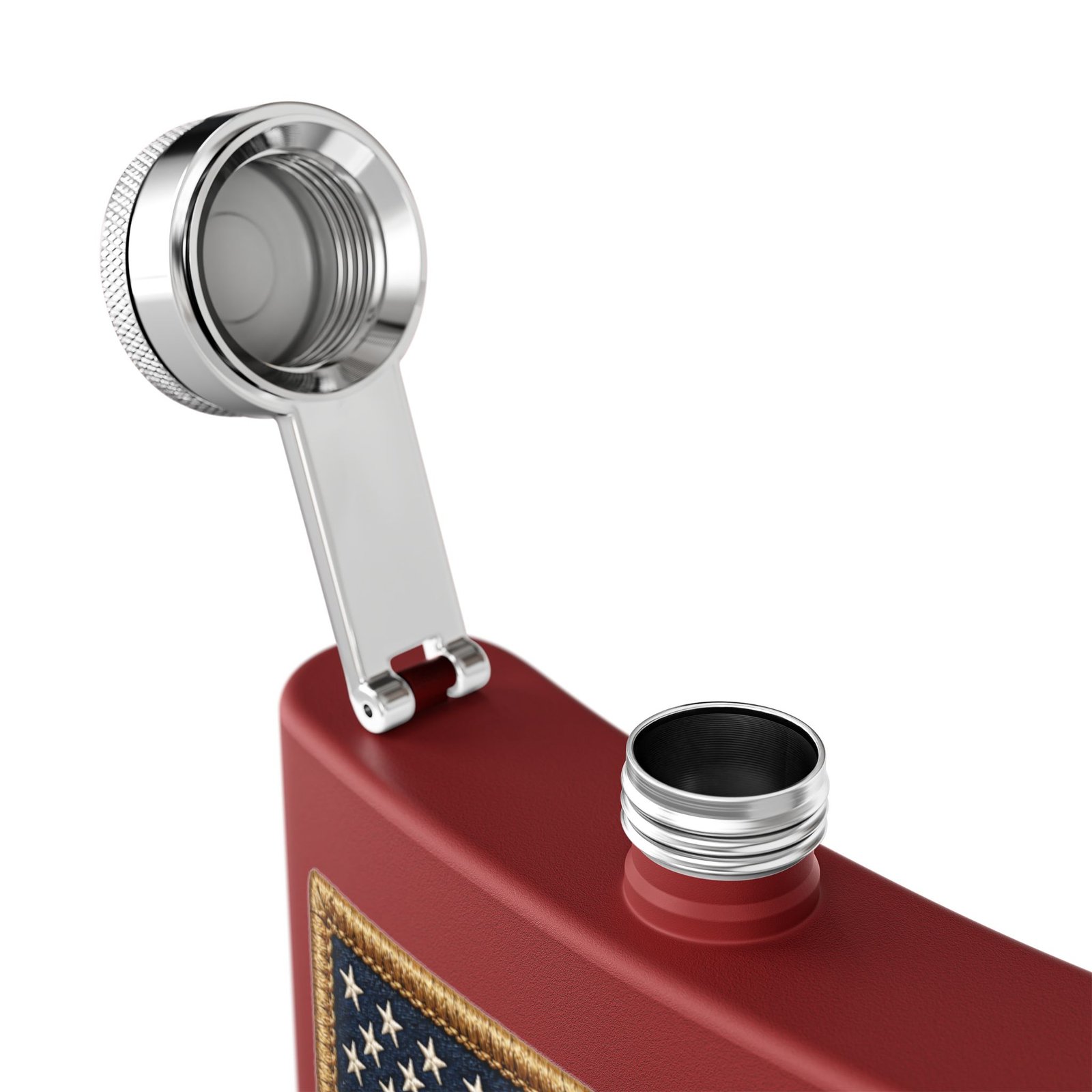 6oz Stainless Steel Flask - American Flag Patch - Embroidered Look USA Flag - Choice of Colors 17 6oz Stainless Steel Flask - American Flag Patch - Embroidered Look USA Flag - Choice of Colors - Image 17