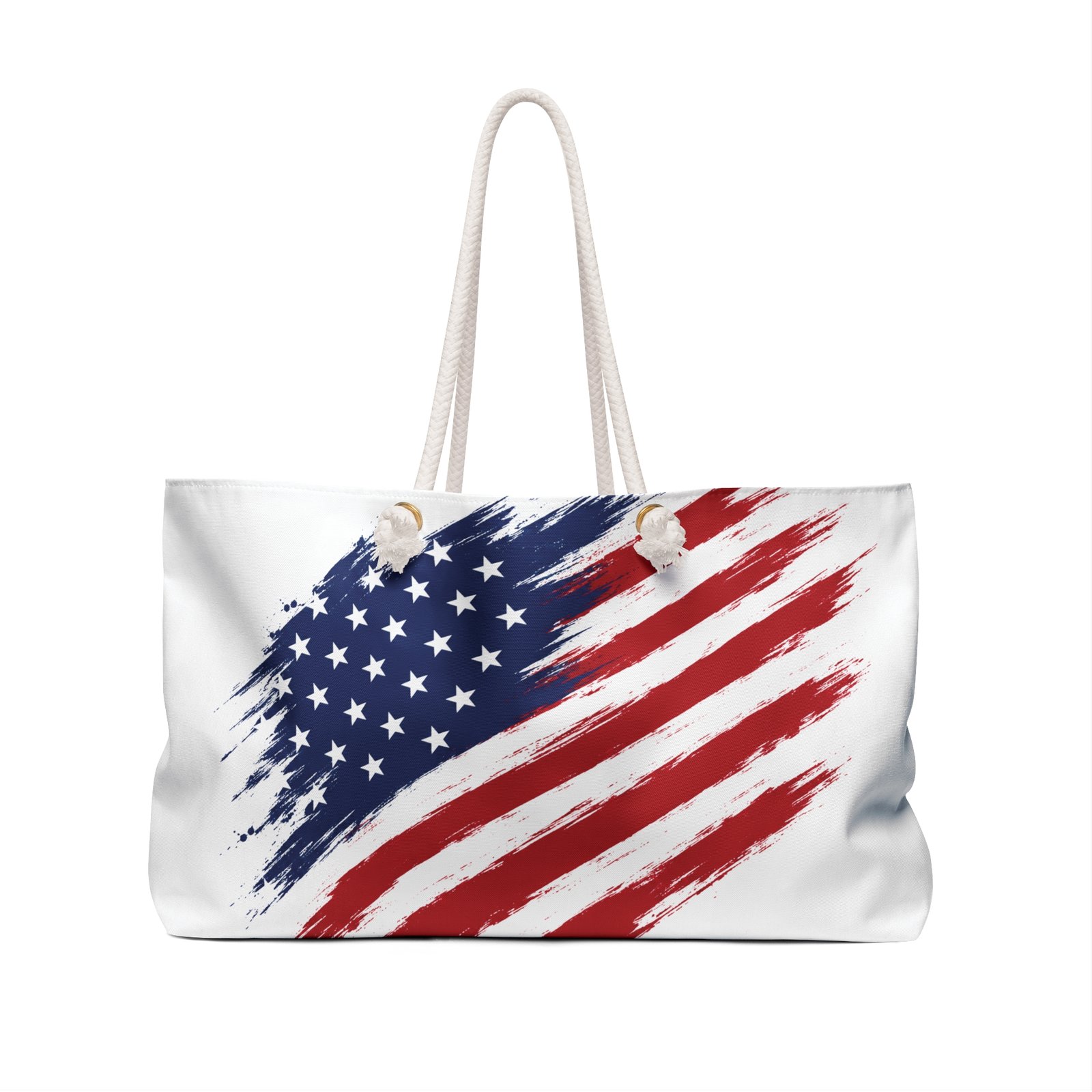 American Flag - USA - Weekender Bag - White Bag - Patriotic Tote 2 American Flag - USA - Weekender Bag - White Bag - Patriotic Tote - Image 2