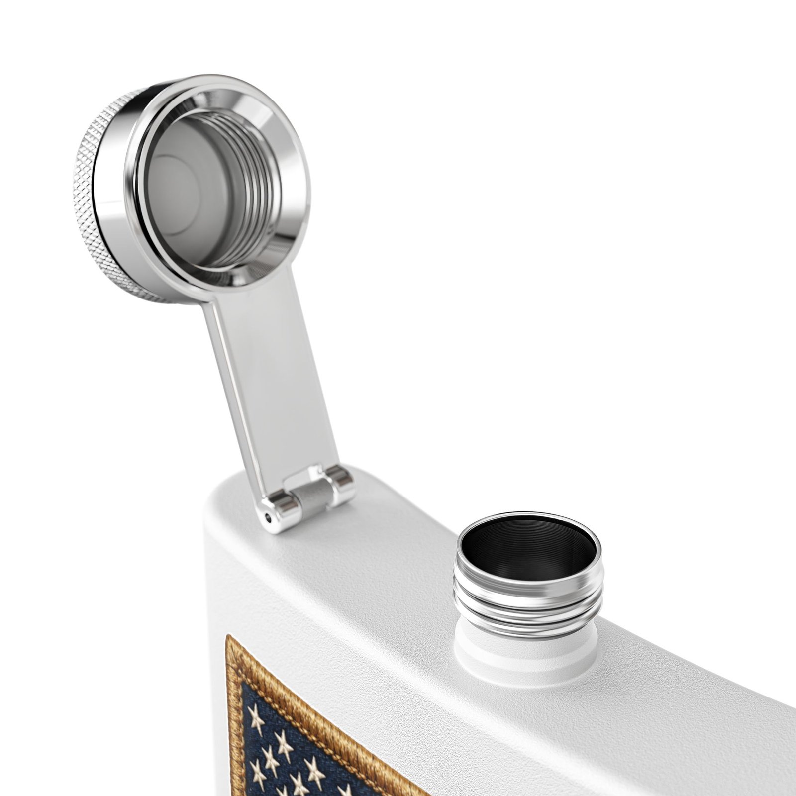 6oz Stainless Steel Flask - American Flag Patch - Embroidered Look USA Flag - Choice of Colors 11 6oz Stainless Steel Flask - American Flag Patch - Embroidered Look USA Flag - Choice of Colors - Image 11