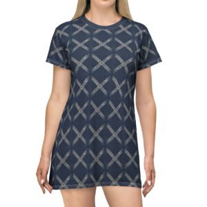 Navy Rebel Flag Pattern - T‑Shirt Dress - Casual All‑Over Print