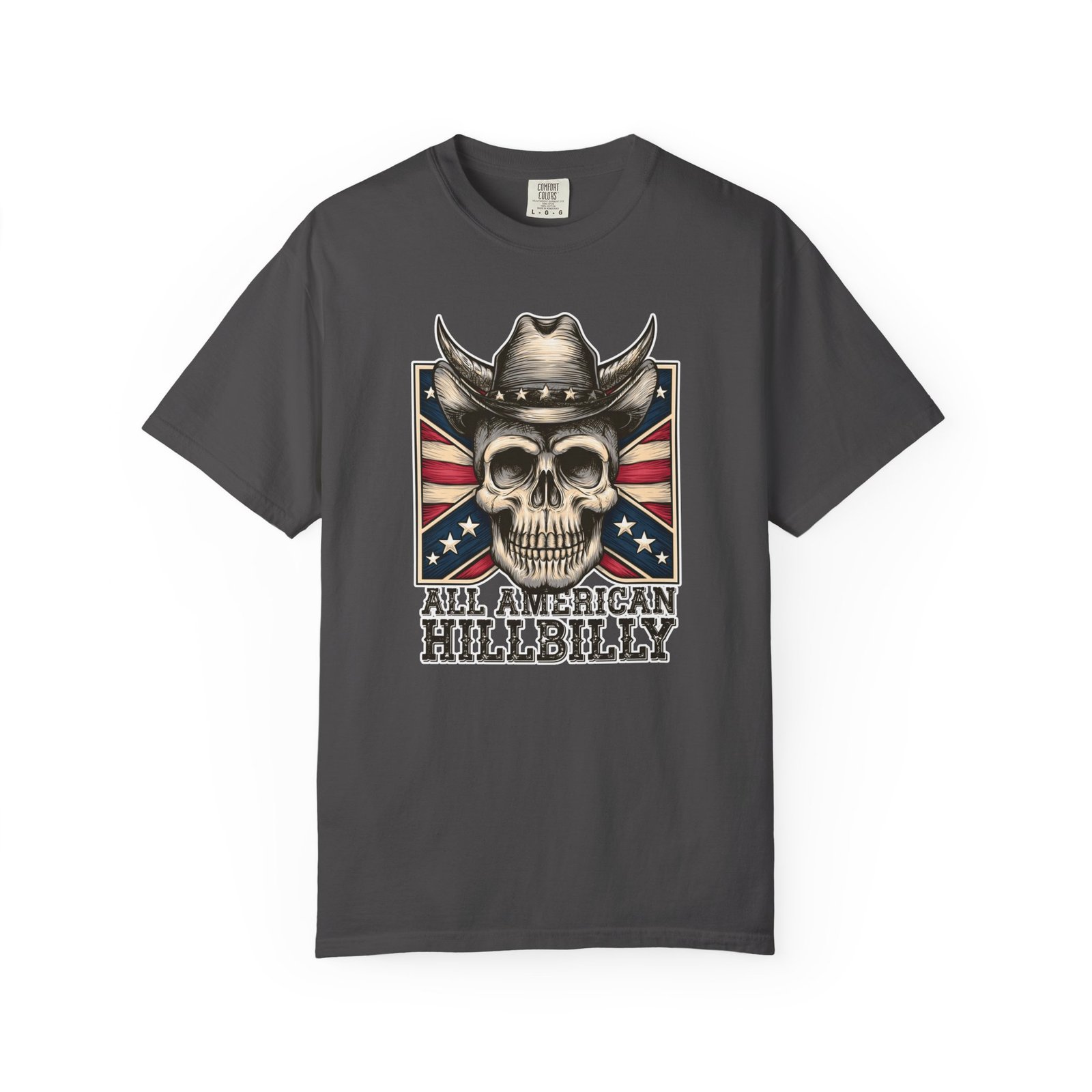 Garment-Dyed T-shirt - Comfort Colors 1717 - Cowboy Skull - 'All American Hillbilly' - Image 17