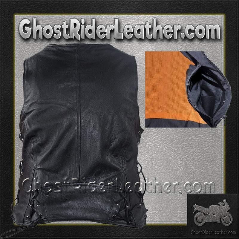 Women's Leather Vest with Side Laces and Concealed Carry Pocket - LV8509-DL - Image 8
