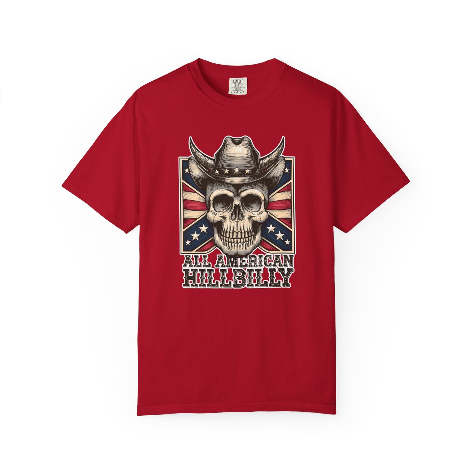 Garment-Dyed T-shirt - Comfort Colors 1717 - Cowboy Skull - 'All American Hillbilly'