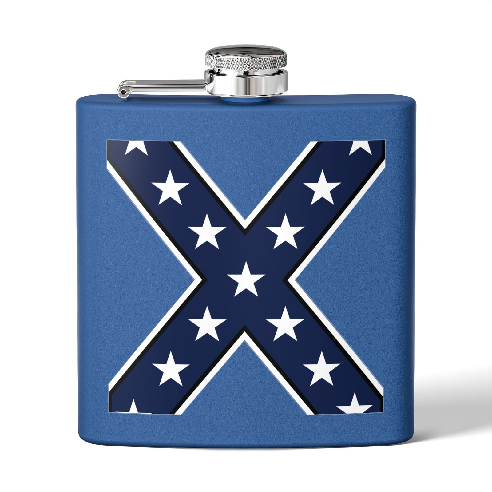 6oz Stainless Steel Flask - Confederate Flag 'X' - Stylized Rebel Flag - Choice of Colors - Image 13