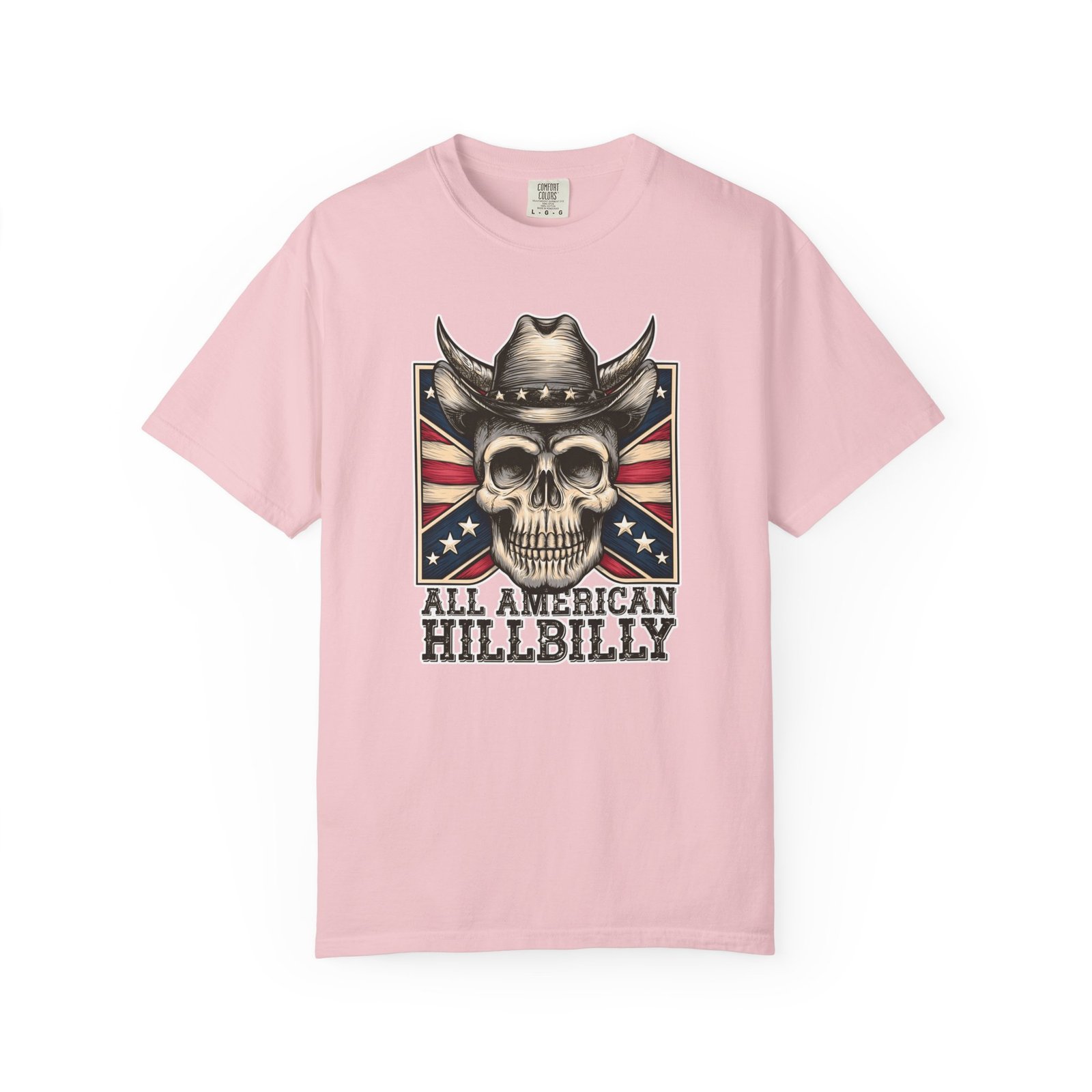 Garment-Dyed T-shirt - Comfort Colors 1717 - Cowboy Skull - 'All American Hillbilly' - Image 19
