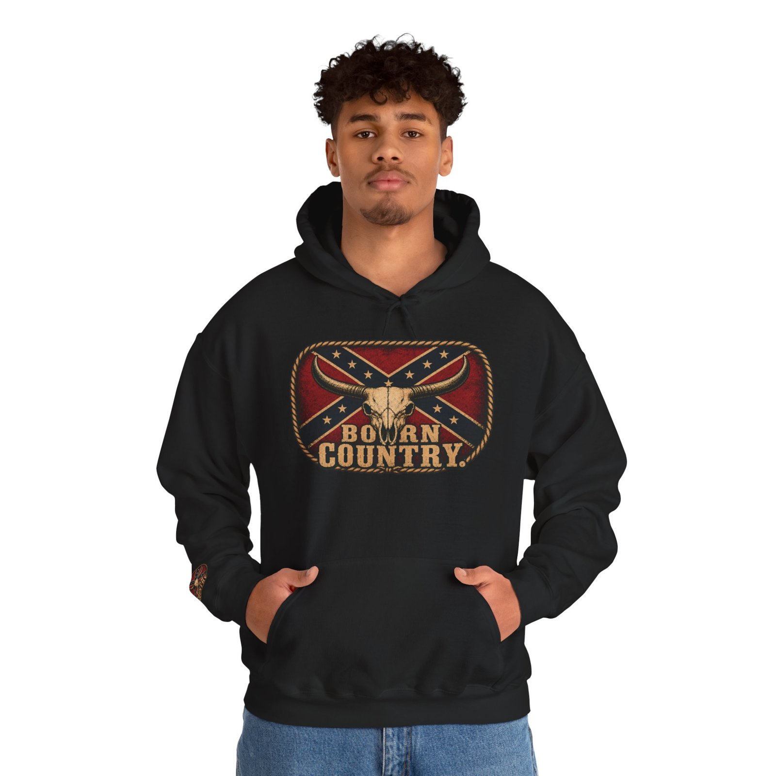 Hoodie - Confederate Pullover - 'Born Country' - Hooded Sweatshirt - Rebel - Choice of Colors - Image 10