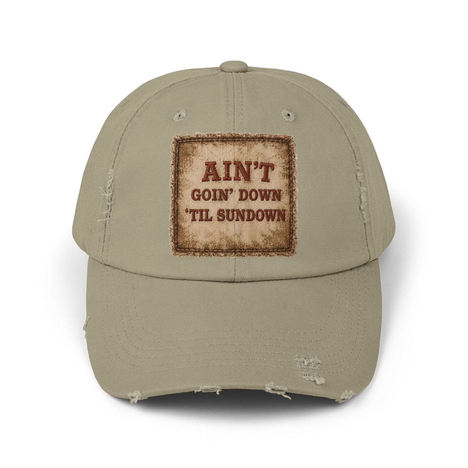 Distressed Baseball Cap - "Ain't Goin' Down 'Til Sundown" Patch Look 4 Distressed Baseball Cap - "Ain't Goin' Down 'Til Sundown" Patch Look - Image 4