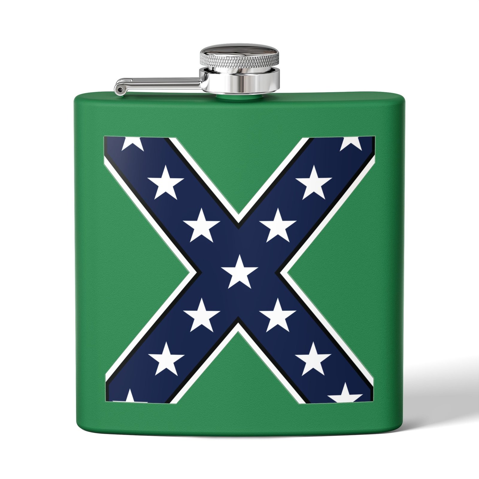 6oz Stainless Steel Flask - Confederate Flag 'X' - Stylized Rebel Flag - Choice of Colors - Image 11