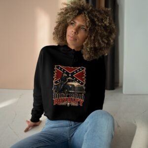 Crop Hoodie - Rebel Flag Biker Hooded Sweatshirt - Truck - 'Dirt Road Royalty'