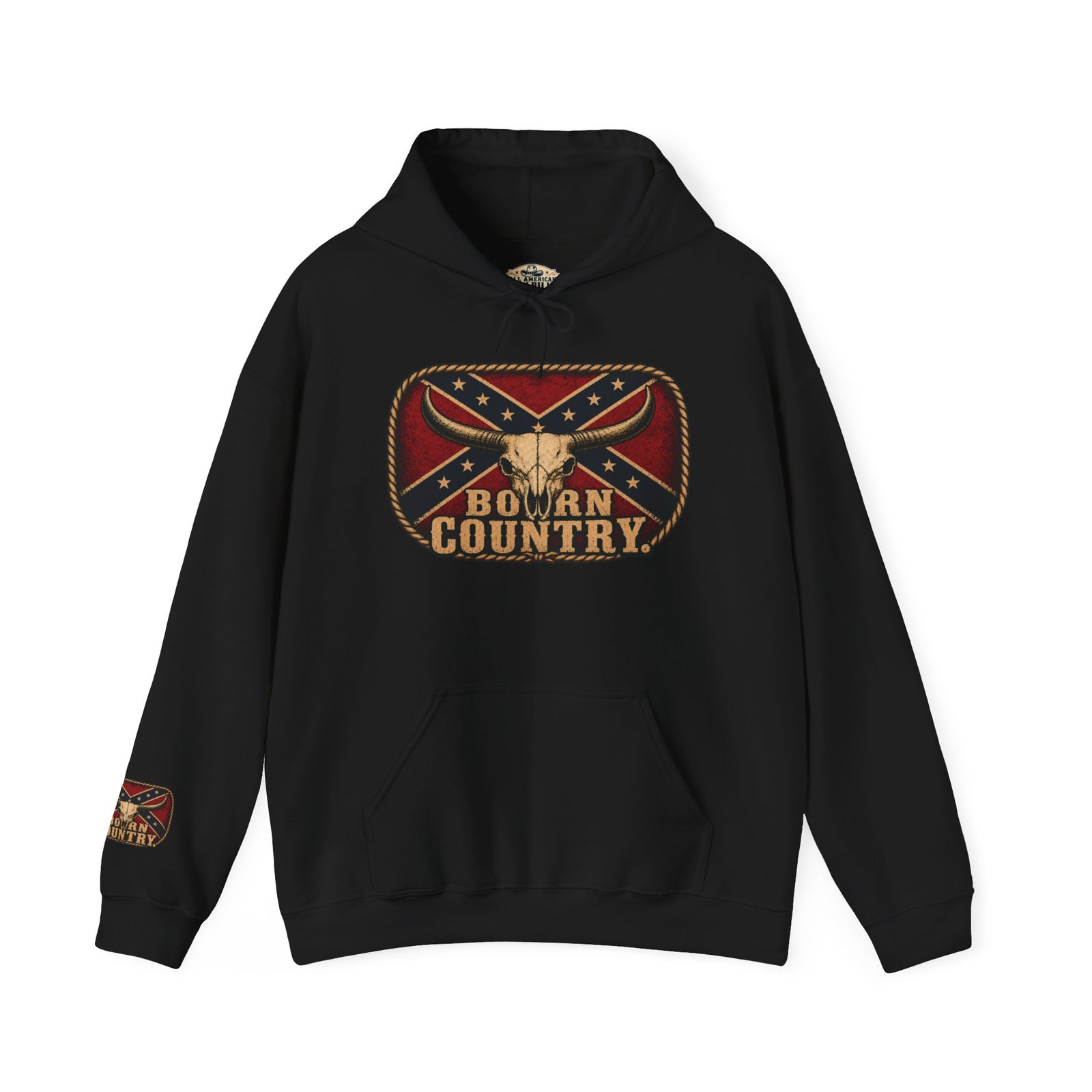 Hoodie - Confederate Pullover - 'Born Country' - Hooded Sweatshirt - Rebel - Choice of Colors - Image 18
