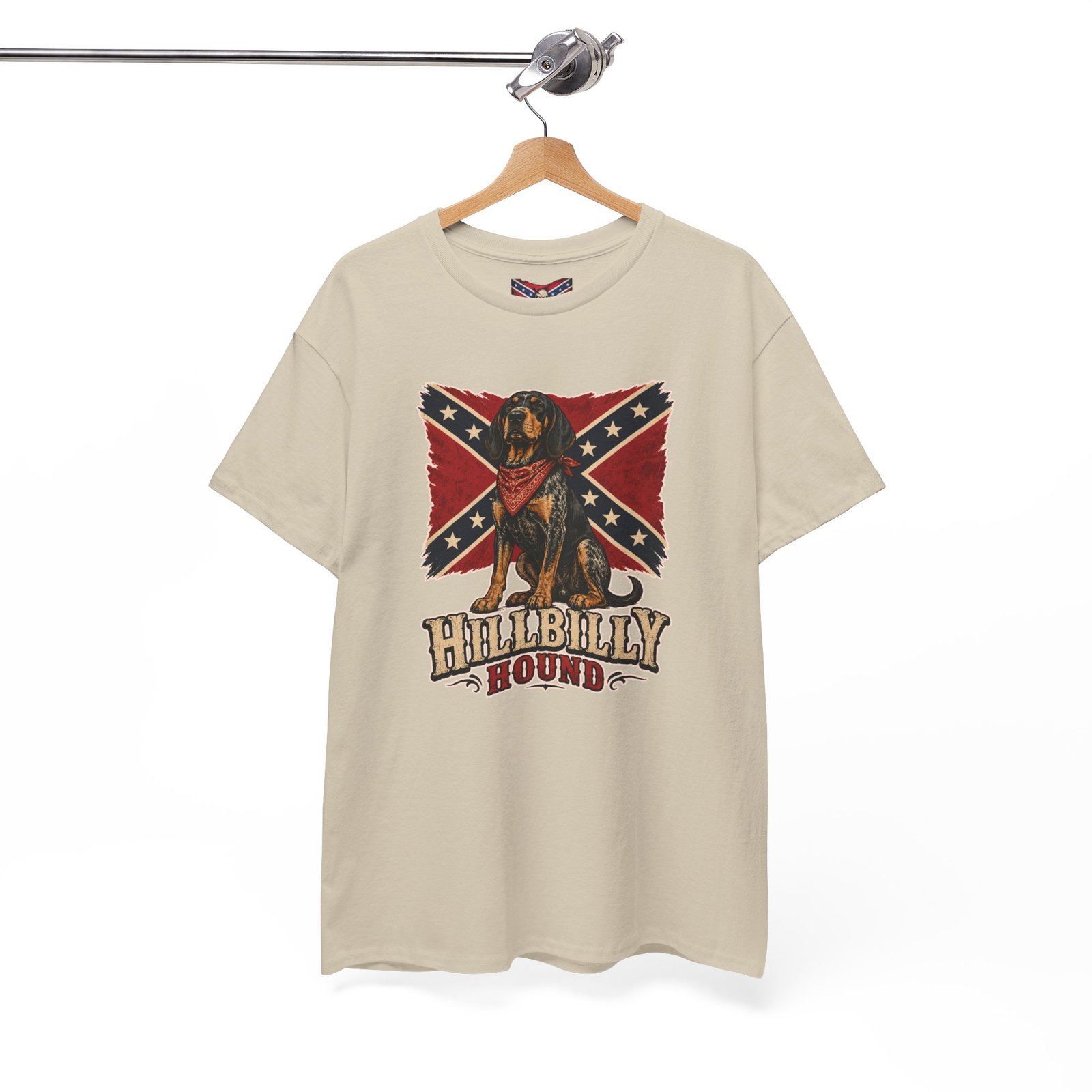 Confederate Flag - Dog - 'Hillbilly Hound' - Version 2 - Rebel T-Shirt - Unisex Heavy Cotton Tee - Image 11