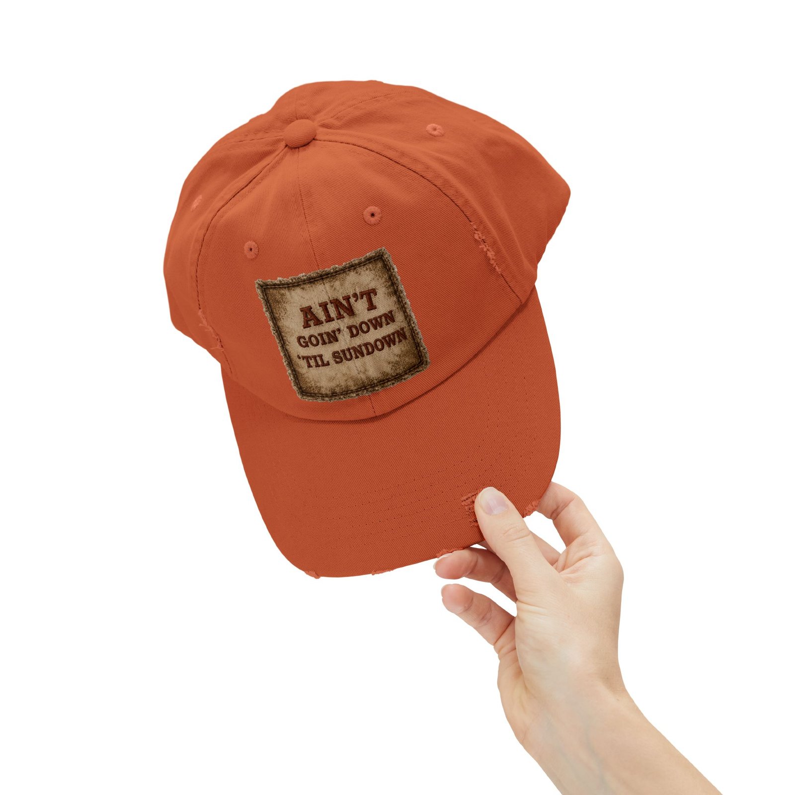Distressed Baseball Cap - "Ain't Goin' Down 'Til Sundown" Patch Look 19 Distressed Baseball Cap - "Ain't Goin' Down 'Til Sundown" Patch Look - Image 19