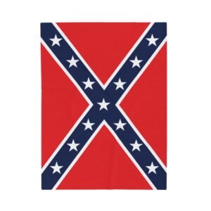 Stars and Bars - Confederate - CSA - Rebel Flag - Red White Blue - Velveteen Plush Blanket