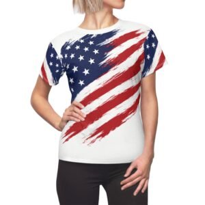 Patriotic Stylized American Flag - Women's Tee - Red White Blue