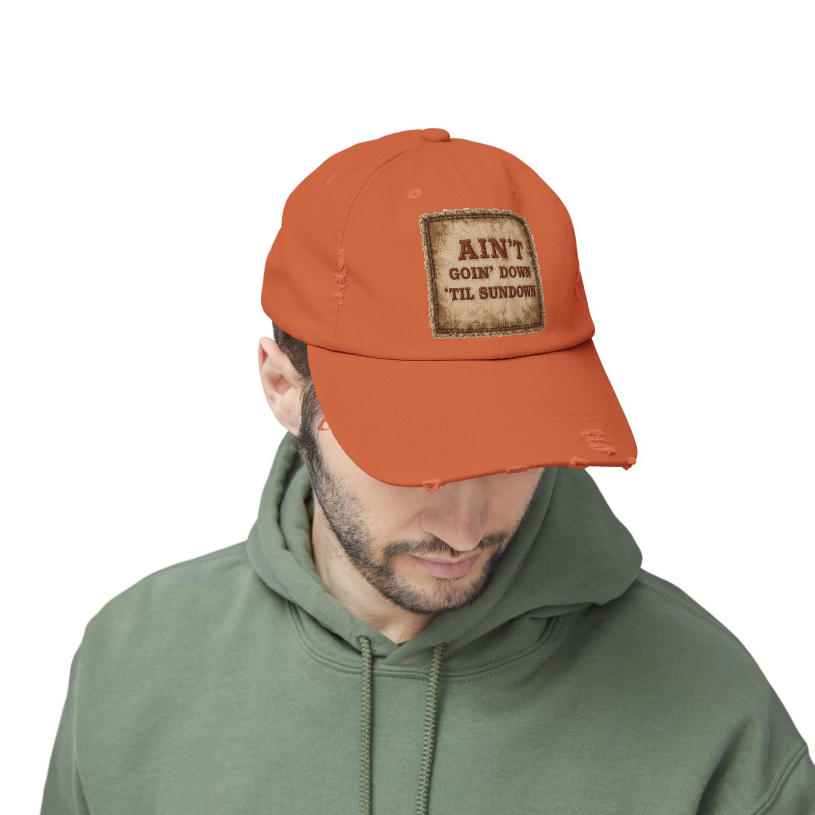 Distressed Baseball Cap - "Ain't Goin' Down 'Til Sundown" Patch Look 18 Distressed Baseball Cap - "Ain't Goin' Down 'Til Sundown" Patch Look - Image 18