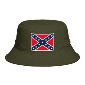 Confederate Flag Bucket Hat - Retro Rebel Patch Summer Sun Hat
